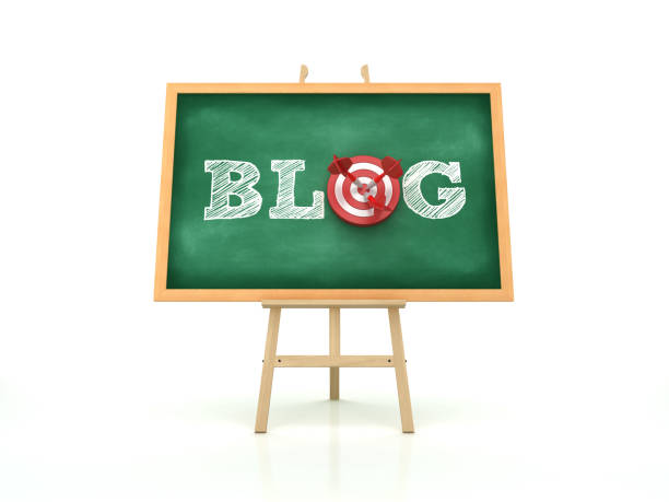 istock Easel with BLOG Word and Target on Chalkboard Frame - 3D Rendering 1190818662