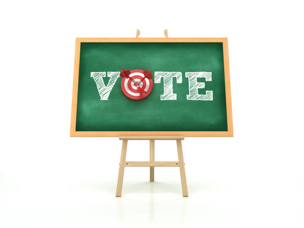 istock Easel with VOTE Word and Target on Chalkboard Frame - 3D Rendering 1190818710