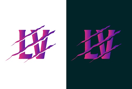 Purple Gradient Lv Letter Template Logo Design With Scratch Effect Stock  Illustration - Download Image Now - iStock