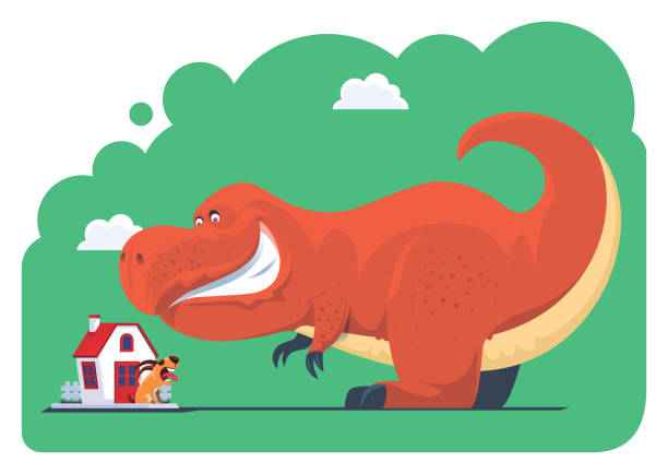 Dinosaur Meeting Barking Dog Stock Illustration - Download Image Now -  Dinosaur, Extinct, Giant - Fictional Character - iStock