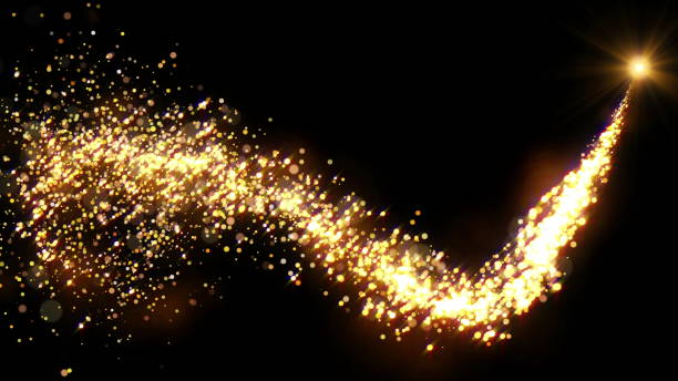 istock Golden glitter flight with sparkling light. Shining Christmas particles intro 1190820382