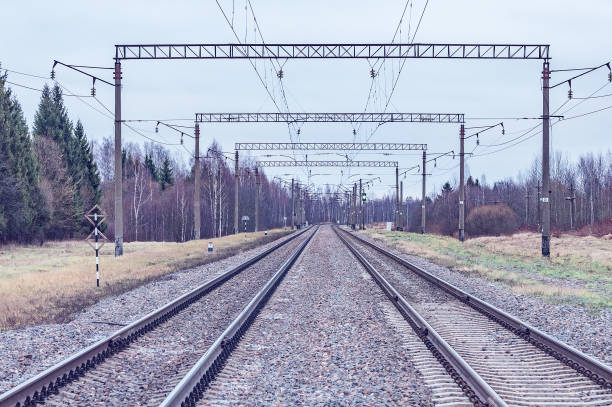 istock View of two railway trucks at autumn day time. 1190822780