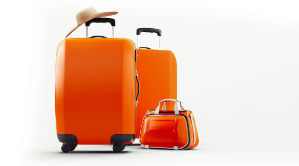 istock 3d travel suitcase on blue background 1190822992