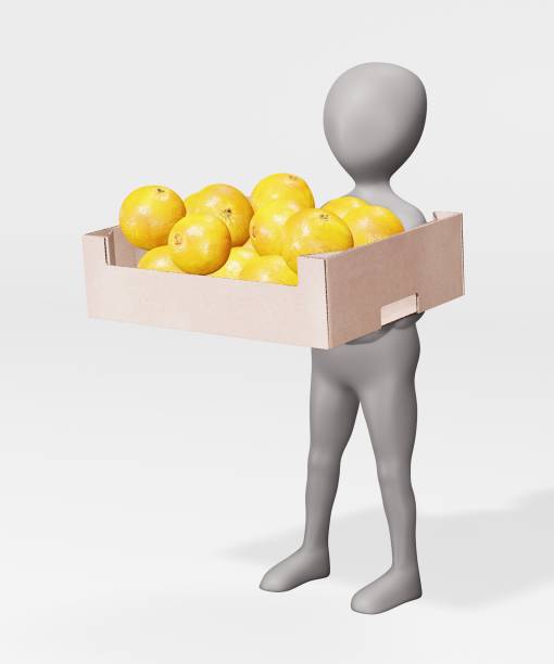 istock 3D Render of Character with Oranges 1190824066