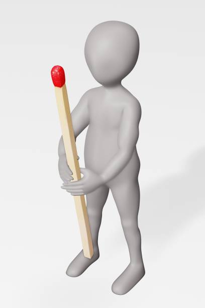 3D Render of Cartoon Character with Match