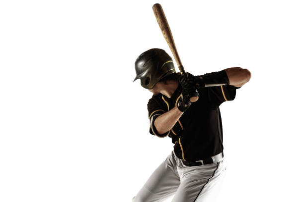 baseballspieler, krug in schwarzer uniform, die auf weißem hintergrund übt. - baseball player baseball baseball uniform baseball cap stock-fotos und bilder