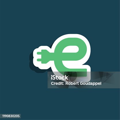 istock Green Electric Charging Vector Lowercase Letter E 1190830205