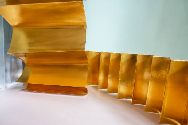 istock Pink,Silver and gold paper background with diagonal lines 1190830257