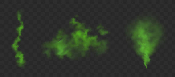 зеленый вонь облака неприятный запах - toxic substance smoke abstract green stock illustrations