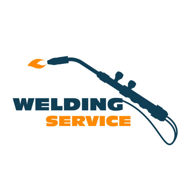 Welding icon - burner cutting torch, weld service simple logo Welding icon - burner cutting torch, weld service simple logo oxyacetylene stock illustrations