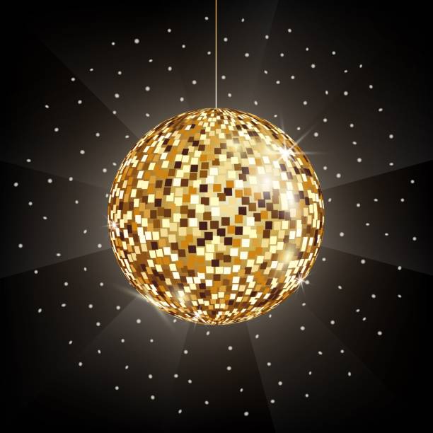 istock Vector illustration of golden Disco or mirror ball on black background. 1190831937