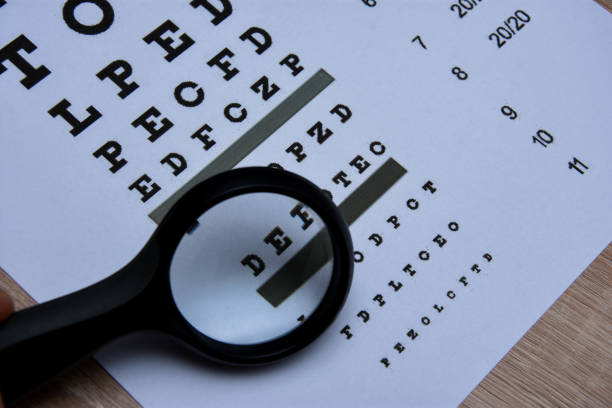 istock Eye exam with magnifying glass 1190833334