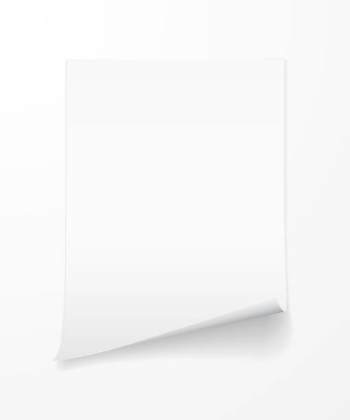 istock Blank A4 sheet of white paper with curled corner and shadow, template for your design. Set. Vector illustration 1190835267