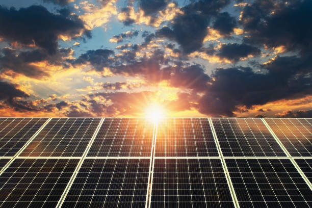 istock Solar panel sunset. concept clean energy, electric alternative, power in nature 1190839884