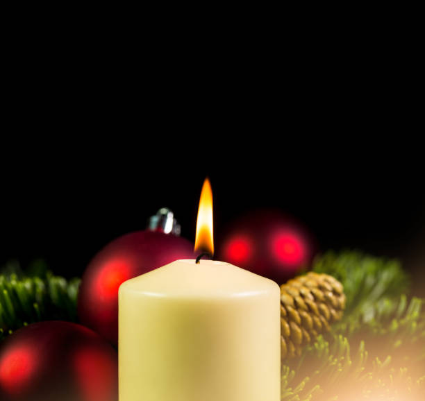 Christmas Candle and Christmas Balls with text space