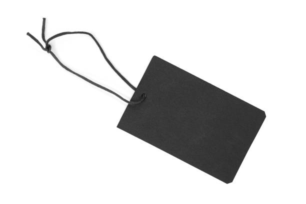 Dark paper Tag or Label isolated on white Background