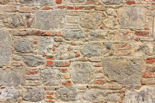 istock Old weathered brick ancient wall, horizontal grunge background 1190844147