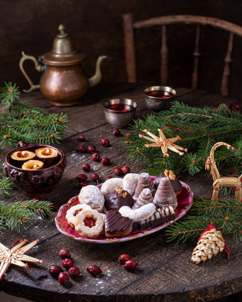 Traditional Christmas cookies arranged on a plate