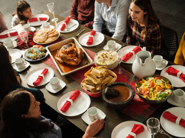 istock High angle view of latin christmas dinner 1190845238