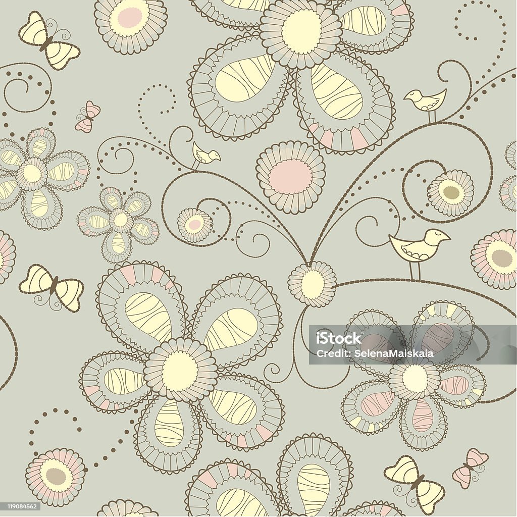 Бесшовный фон с цветочным рисунком - Векторная графика Абстрактный роялти-фри
