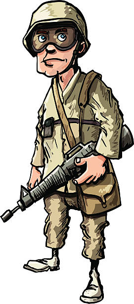 Cartoon Soldier In Desert Camouflage Stock Illustration - Download Image  Now - Adult, Anger, Armed Forces - iStock
