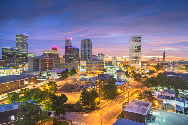 Tulsa, Oklahoma, USA Skyline Tulsa, Oklahoma, USA skyline at twilight. tulsa landmark stock pictures, royalty-free photos & images