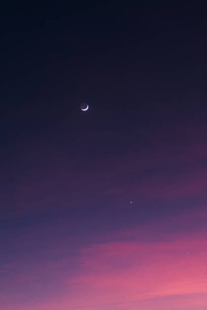 istock Crescent moon and beautiful sky in the evenin 1190854389