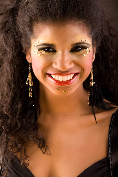 istock Young beautiful African woman with art make-up 119085676