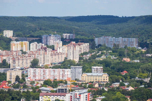 istock view from a top to small town among green parks 1190857039