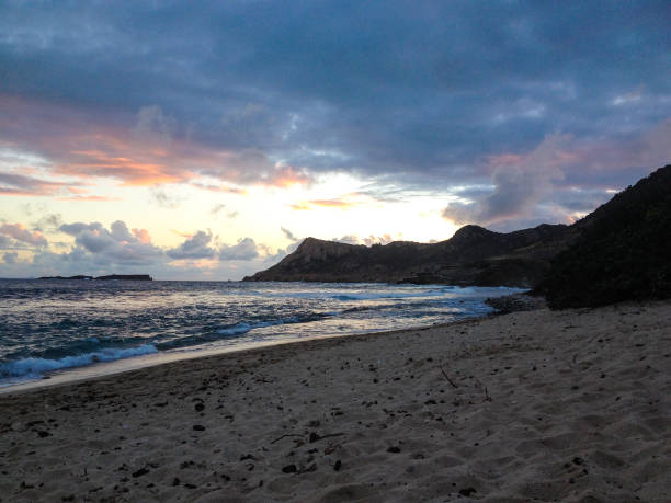 istock Sunset at empty beach on St. Barth Island 1190857088