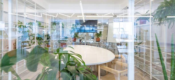 istock Business co-working meeting room, green plants 1190858413