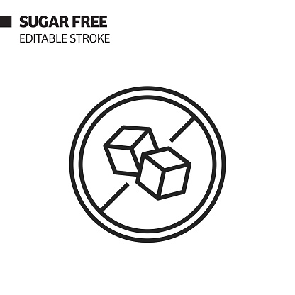 Sugar Free Line Icon, Outline Vector Symbol Illustration. Pixel Perfect, Editable Stroke.