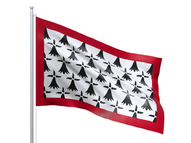 Realistic flag of Limousin (Region of France) with high resolution fabric texture