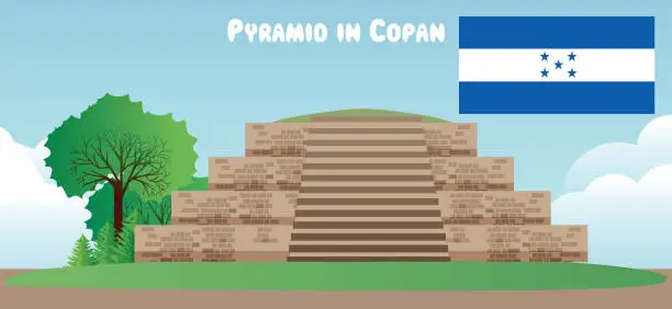 Vector illustration of Honduras, Pyramid in Copan