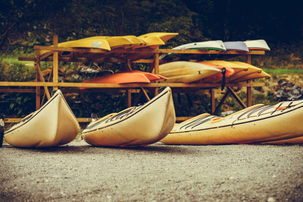 istock Kayaks on water shore. Rental area 1190862390