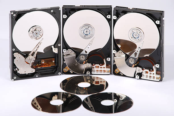 istock Many Open Hard drives. Are reflected in disks. 119086340
