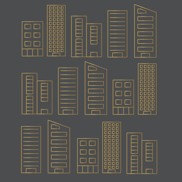 illustrations, cliparts, dessins animés et icônes de motif de bâtiments de gratte-ciel doré - textured gold backgrounds architecture and buildings