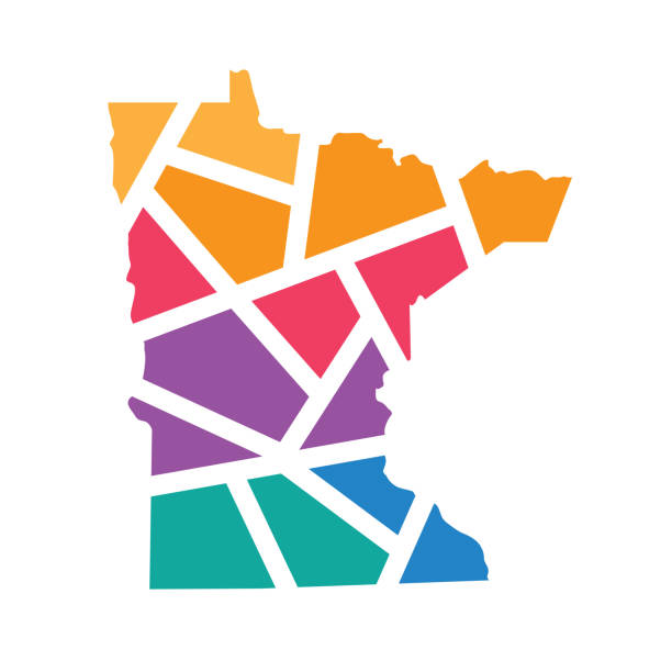 colorful geometric Minnesota map colorful geometric Minnesota map- vector illustration minnesota stock illustrations