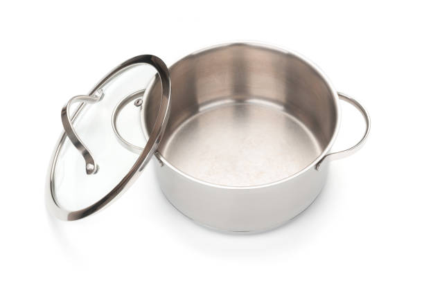 istock Stainless saucepan with cover isolated on white background 1190868125