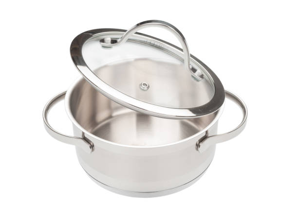 istock Stainless saucepan with cover isolated on white background 1190868149