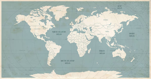 mapa starego świata w stylu vintage. - mapy vintage stock illustrations