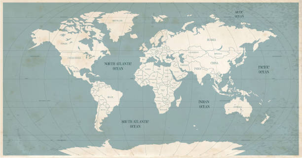 Old world map in vintage style. Old world map in vintage style. Political vintage golden world map.Vector stock vintage maps stock illustrations