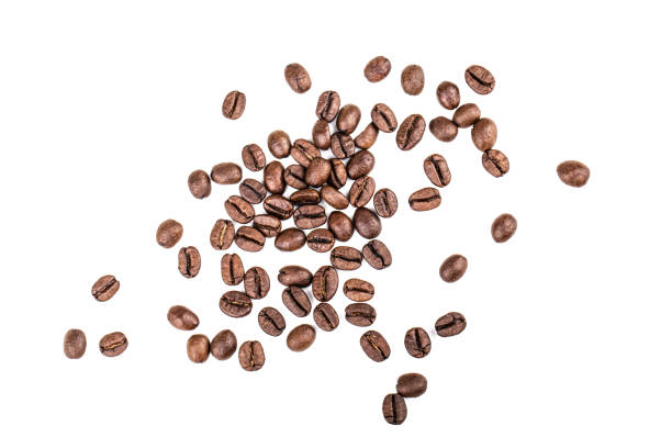 istock Heap of coffee beans on white background. Top view, flat lay 1190870046