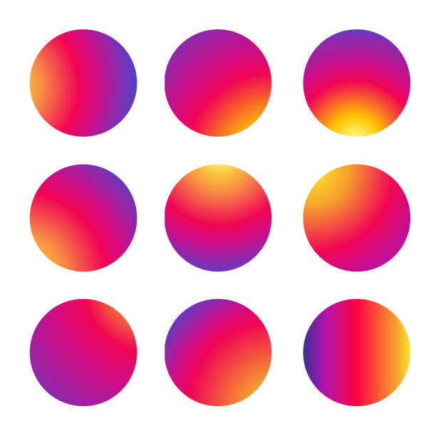 圓形框架設置的標誌，圖示社交媒體應用程式，跟隨者，愛，喜歡，紅色和紫色漸變顏色，圓圈，自動後期製作篩檢程式，向量 - instagram 幅插畫檔、美工圖案、卡通及圖標