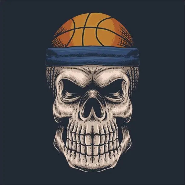 Vector illustration of skull basketball vector illustration