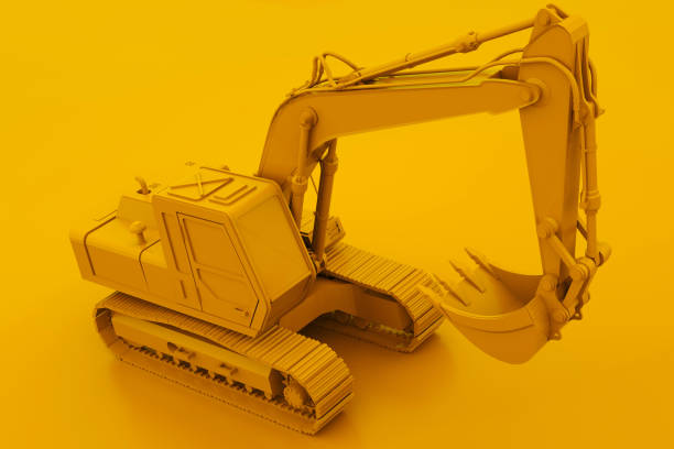 istock Yellow Excavator. Minimal idea concept. 3d illustration 1190878507