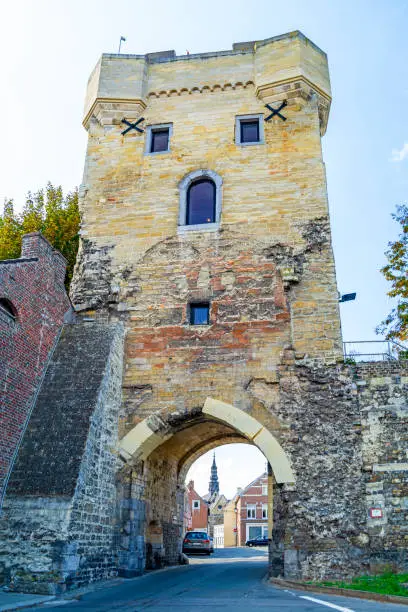 The medieval Moerenpoort-Moerentoren (Moeren Gate - Moeren Tower) in Tongeren, Belgium