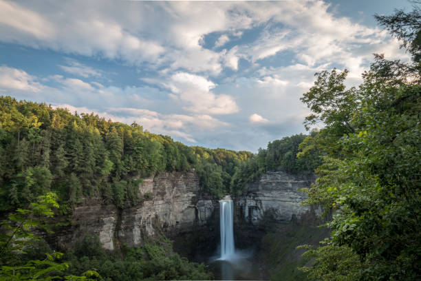 Various views of Taughannock Falls New Your from the overlook just after a storm passed near sunset.