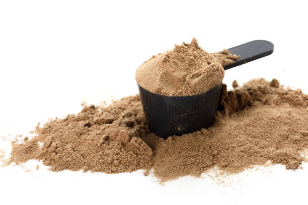istock Scoop with a chocolate protein powder 1190886263