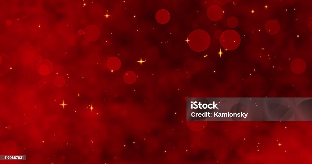 Kırmızı Merry Christmas arka plan kırmızı konfeti kar taneleri ve bokeh ışıkları. Magical Happy yeni yıl dokusu. 3B işleme - Royalty-free Noel bayramı Stok görsel